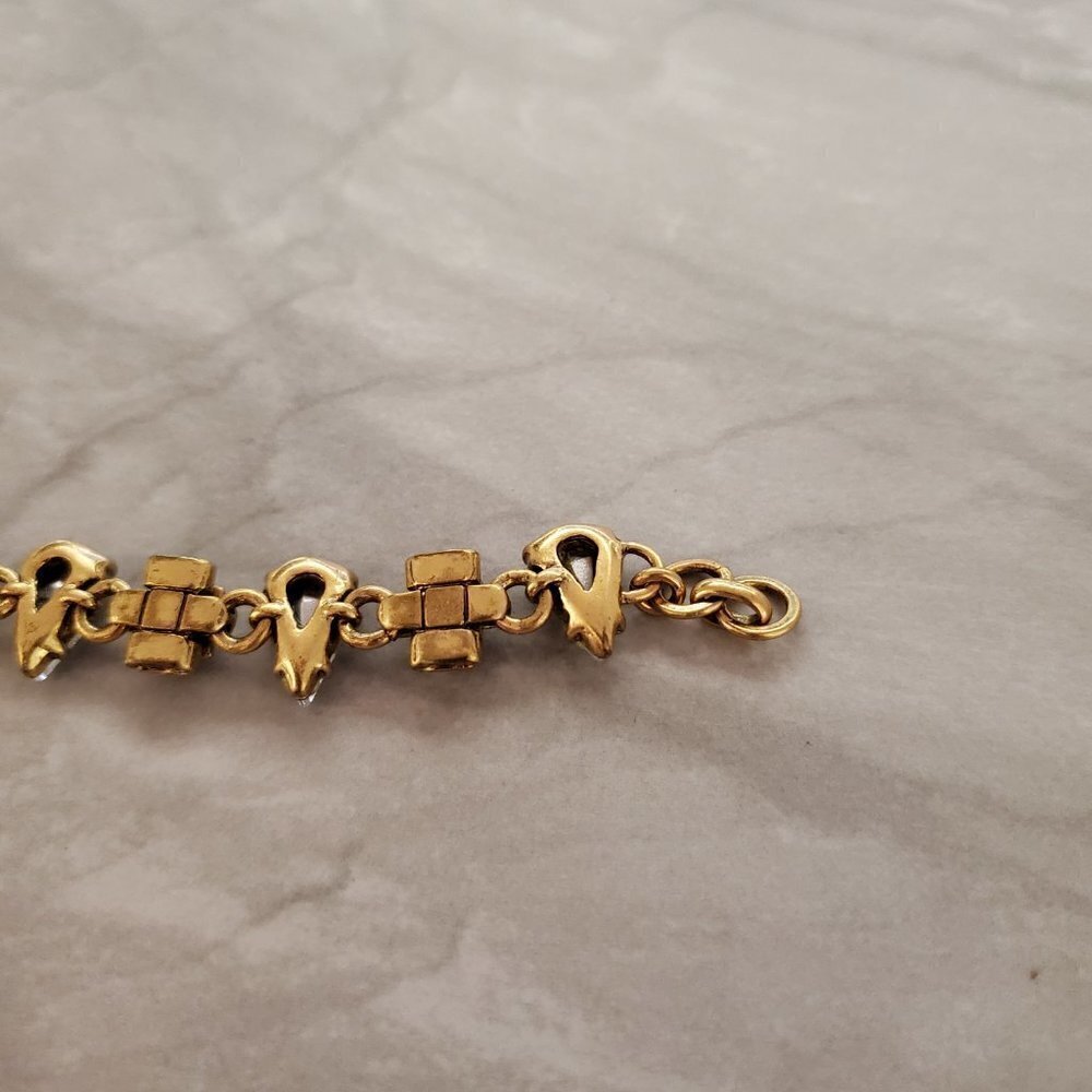 ✨ J.Crew Rhinestone Crystal Pyramid Distressed Antique Teardrop Bracelet ✨ - Picture 15 of 16